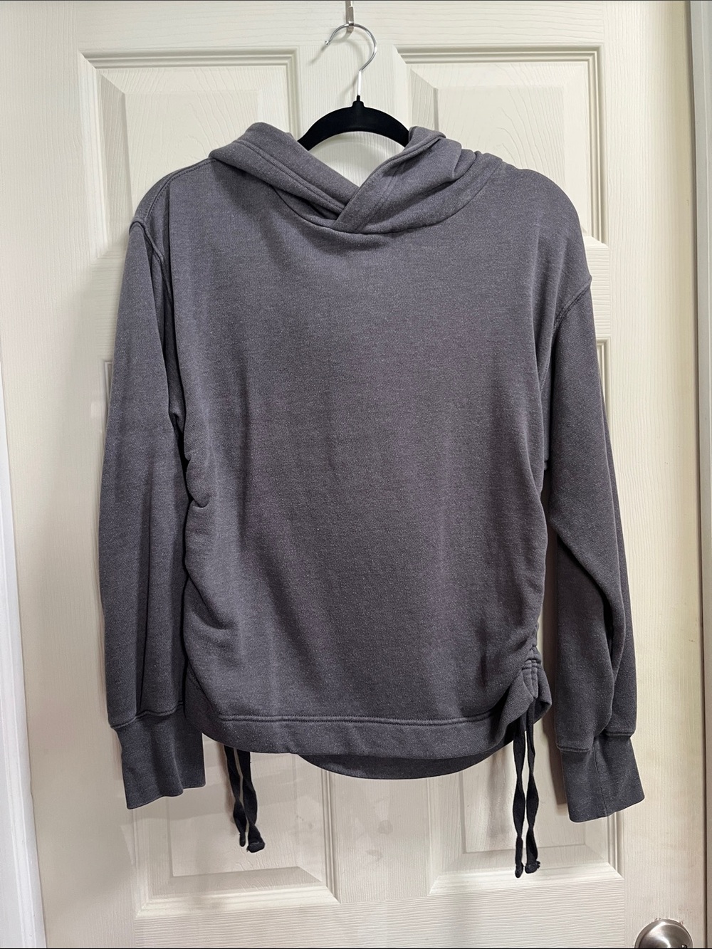 aerie Gray Hooded Crewneck Sweater with Side Ties
